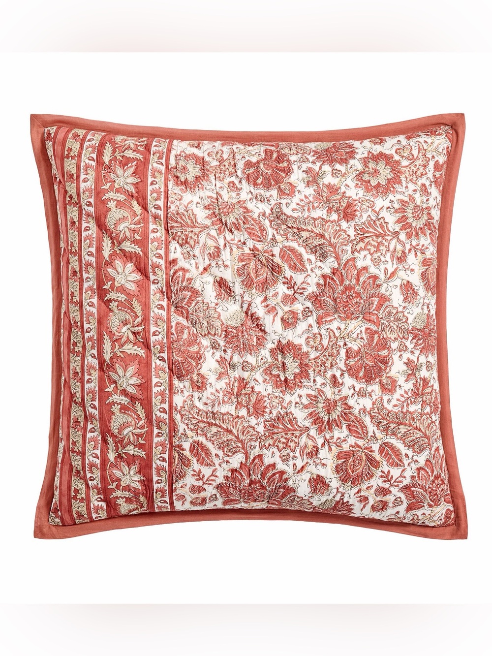 Pottery Barn Marisol Quilted Pillow Sham Cover EURO Floral Reversible Cotton NWT